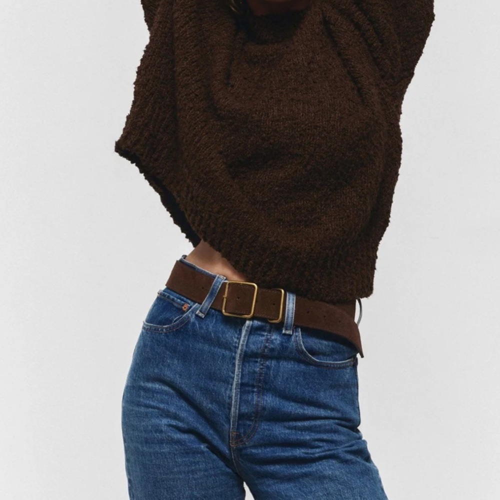 Janessa Leone Bowe Dark Brown Leather Suede Belt